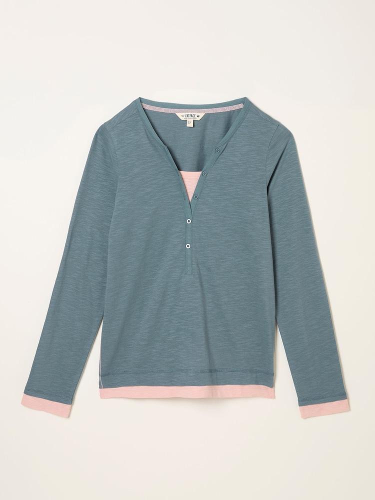 fat face Graphite Grey Mock Henley Top