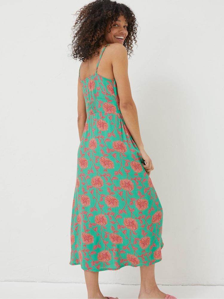 Fat Face Green Ariel Bali Blooms Midi Dress