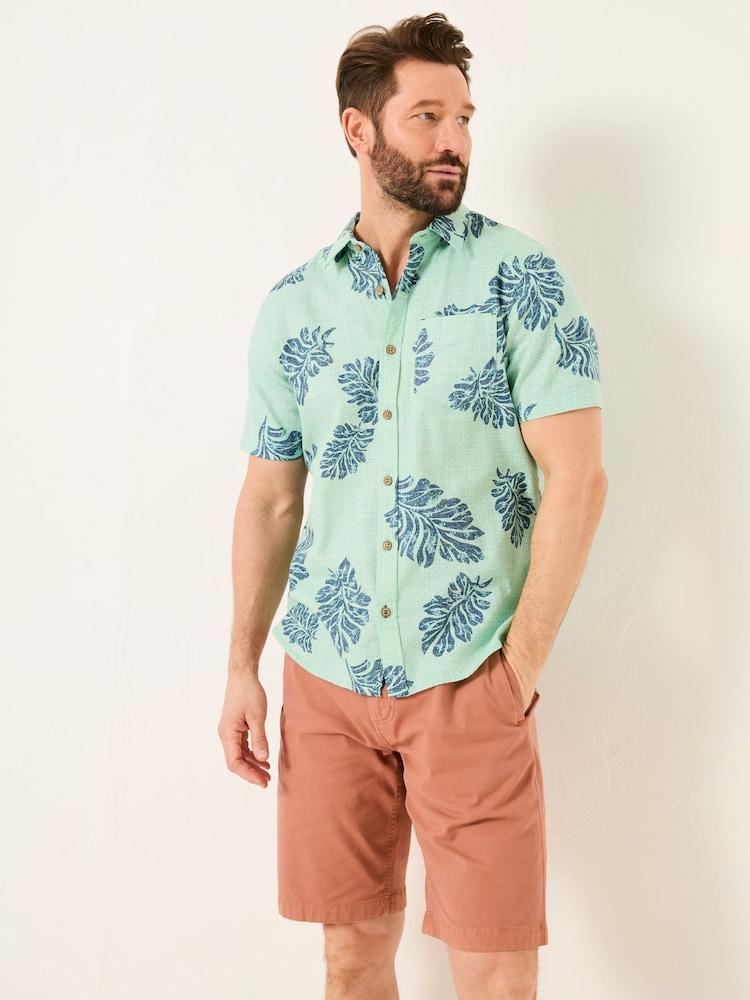 Fat Face Green Banana Leaf Short Sleeve Shirt