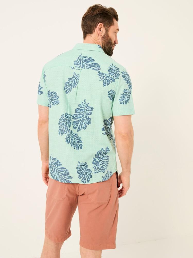 Fat Face Green Banana Leaf Short Sleeve Shirt