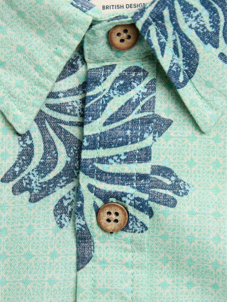 fat face Green Banana Leaf Short Sleeve Shirt