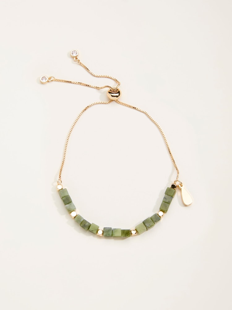 Fat Face Green Beaded Adjustable Bracelet