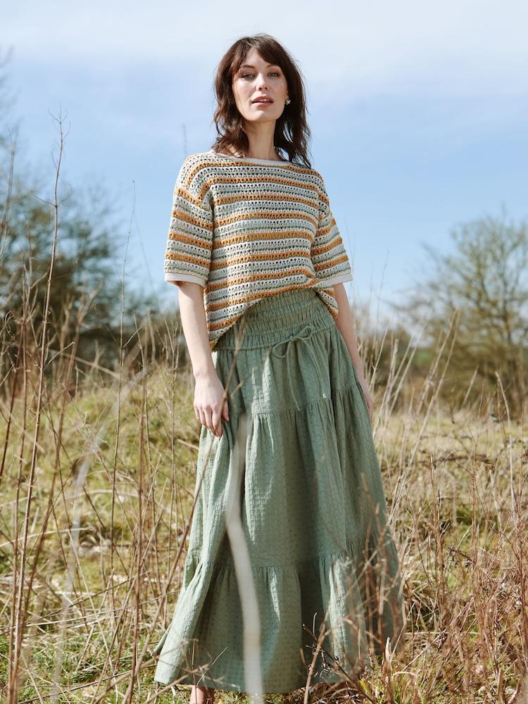 Fat Face Green Beeble Billi Midi Skirt