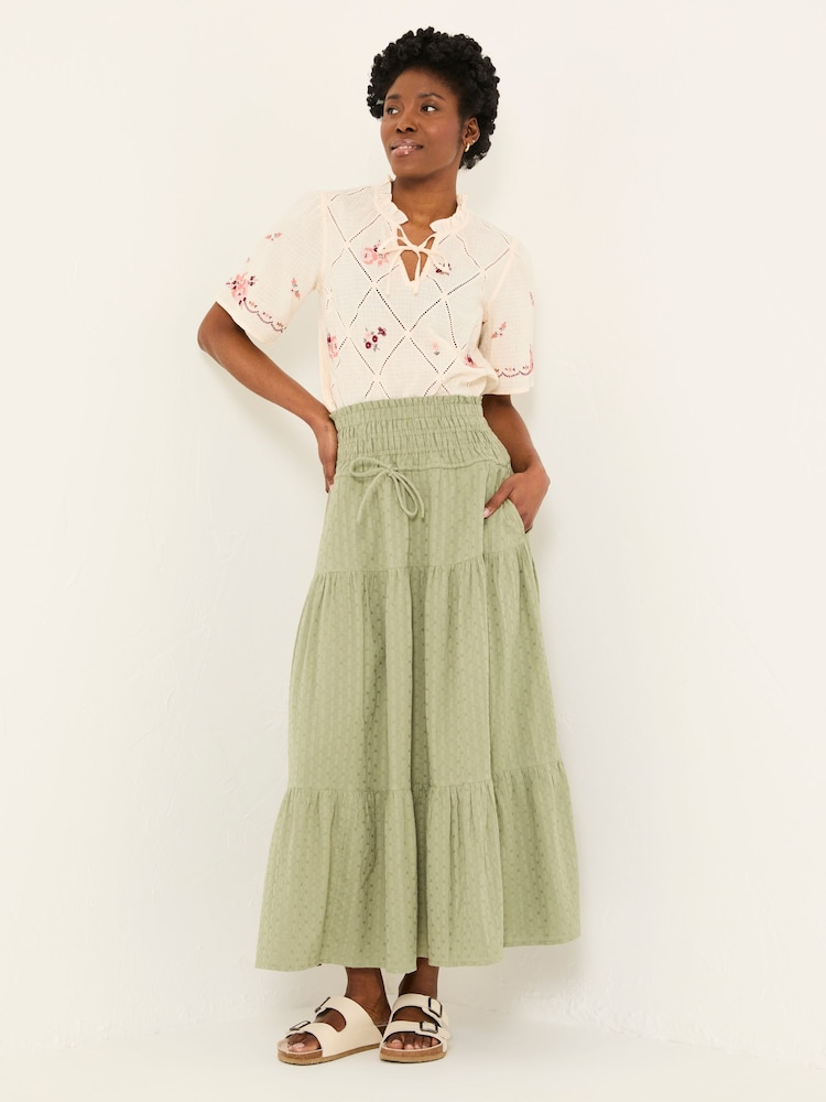 Fat Face Green Beeble Billi Midi Skirt