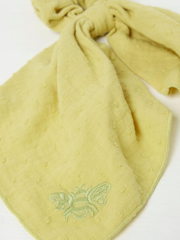 fat face Green Beeble Embroidered Tie Scrunchie