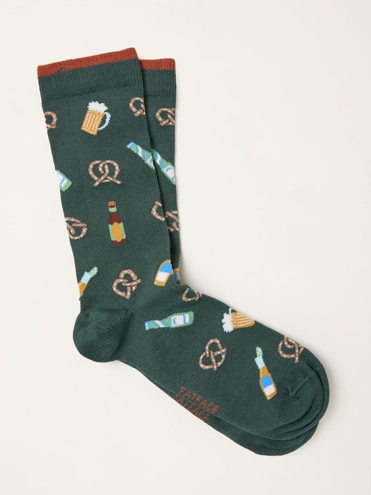 Fat Face Green Beer And Pretzels Socks