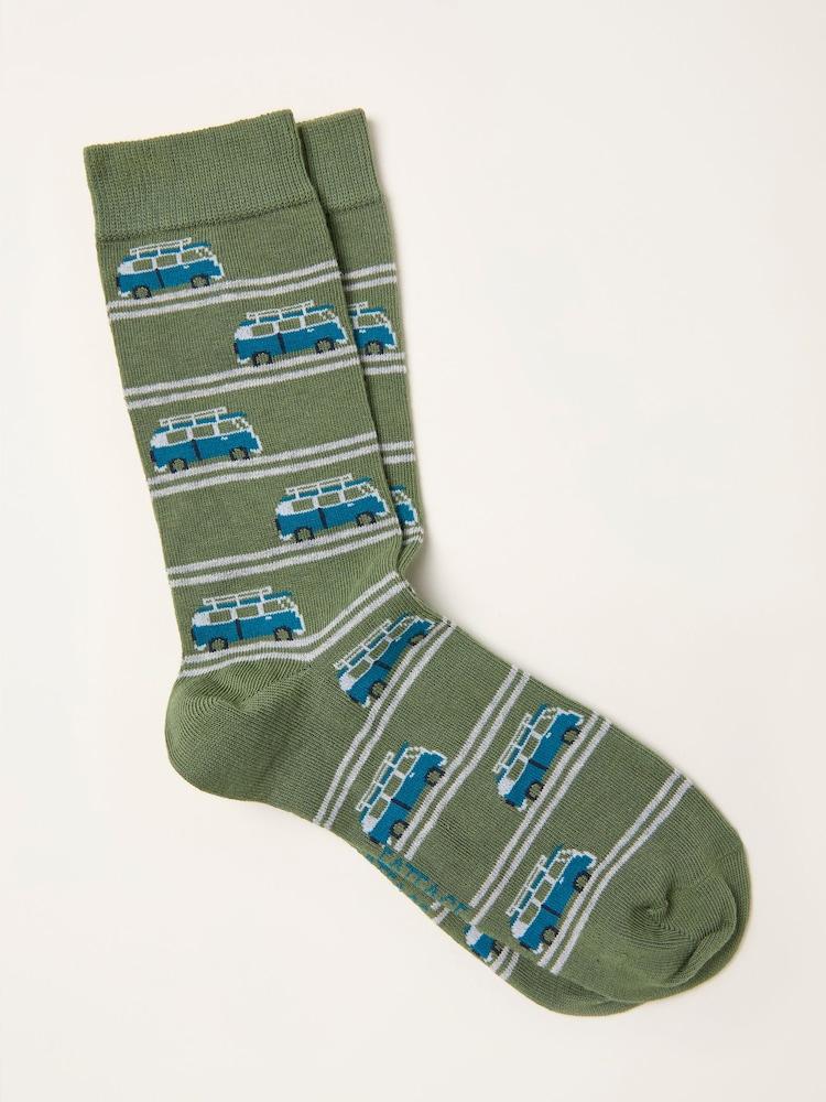Fat Face Green Campervan Socks