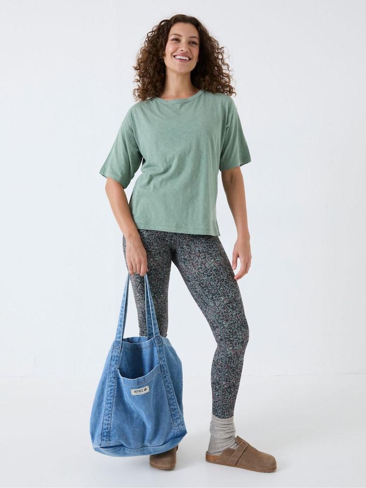 Fat Face Green Cotton Blend Boxy T-Shirt
