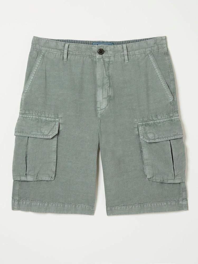 fat face Green Cotton Linen Cargo Shorts