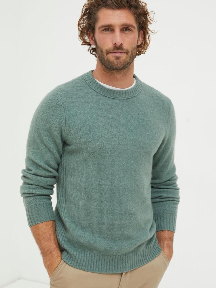 Fat Face Green Crew Jumper