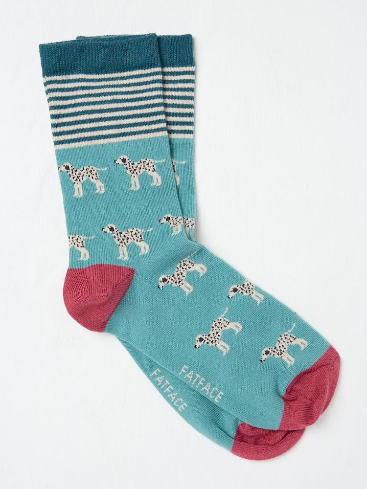 Fat Face Green Dalmatian Women's Socks