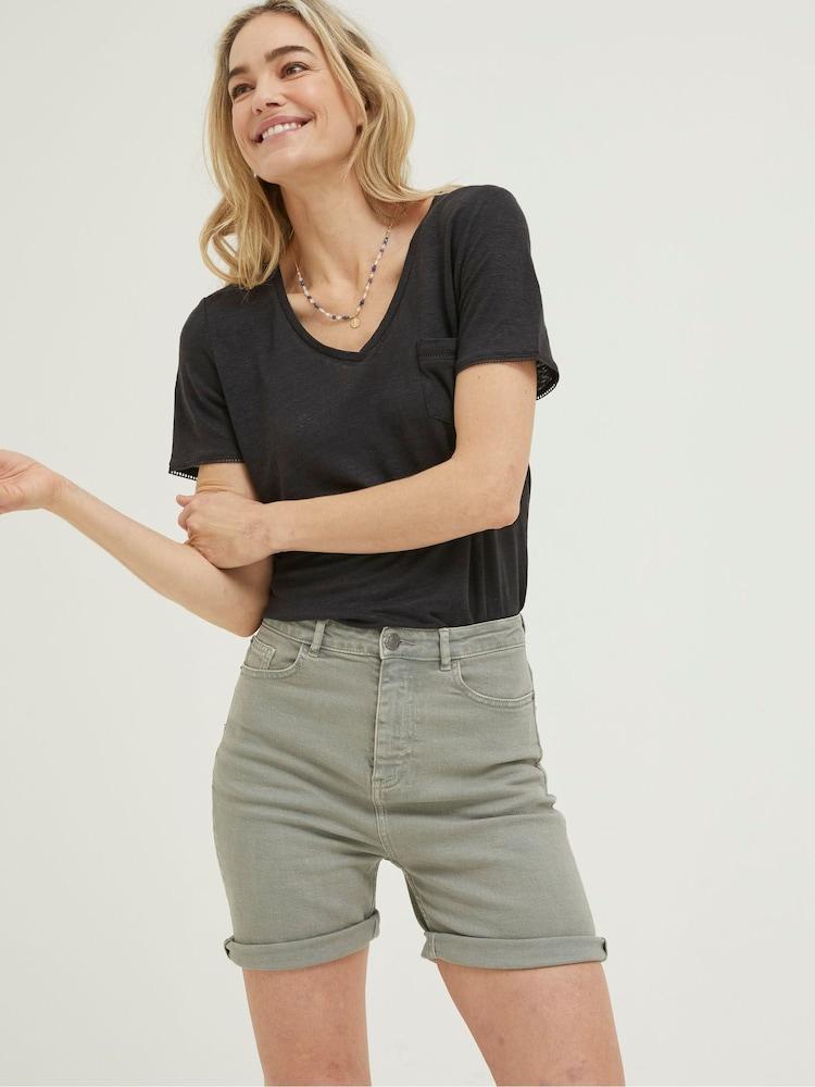 Fat Face Green Darley Denim Shorts