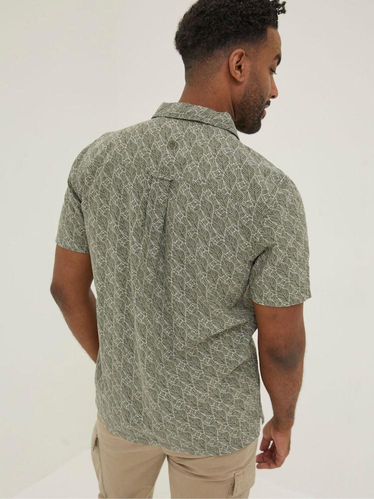 Fat Face Green Dempsey Leaf Print Shirt