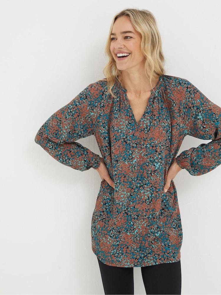 Fat Face Green Faye Textured Spot Tunic