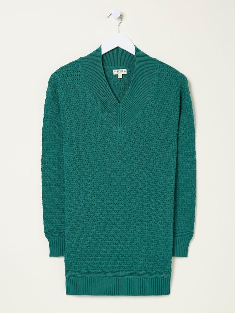 fat face Green Fernlea Tunic 100% Cotton Jumper