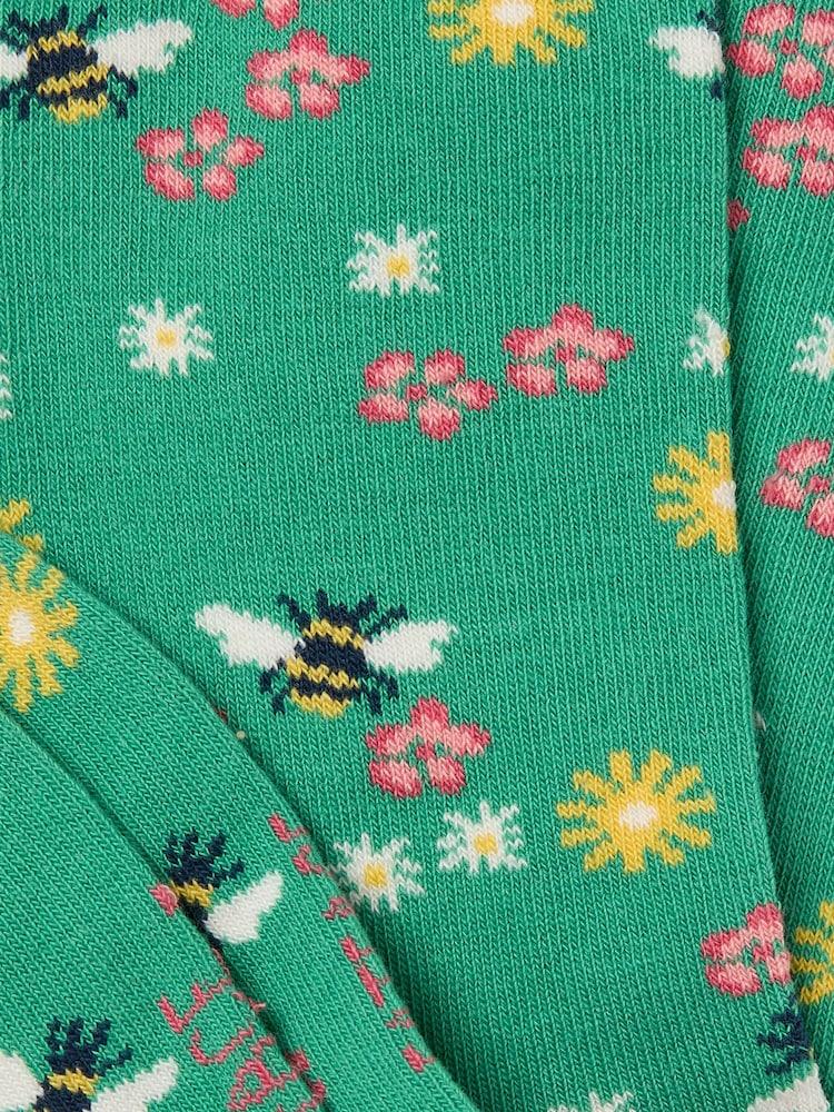 Fat Face Green Floral Bee Socks