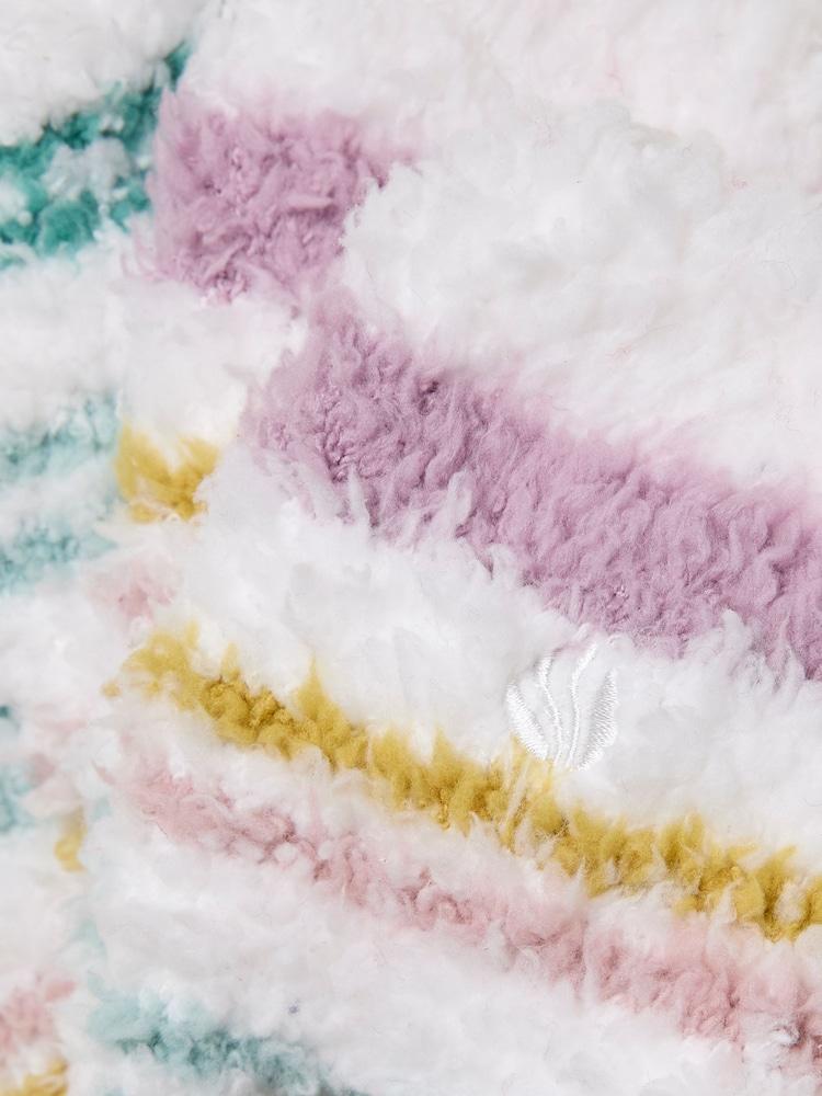 Fat Face Green Fluffy Striped Socks