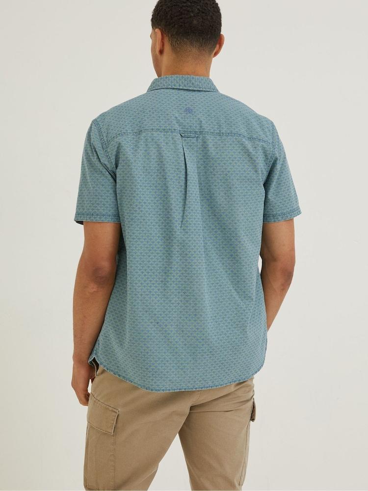 Fat Face Green Geo Indigo Print Shirt