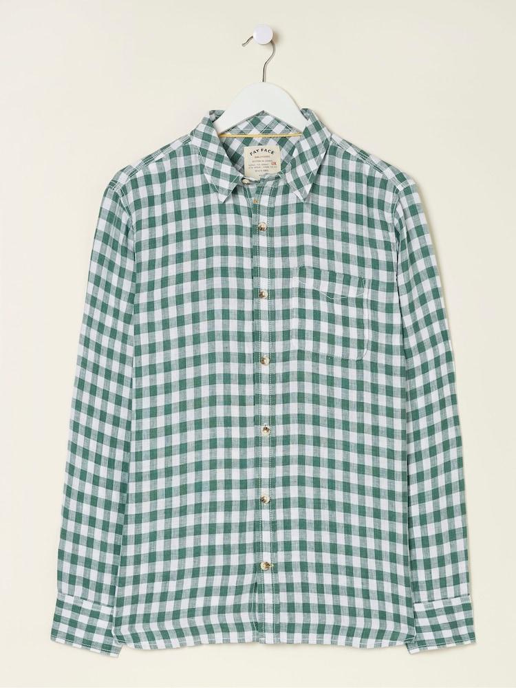 fat face Green Gingham Linen Shirt