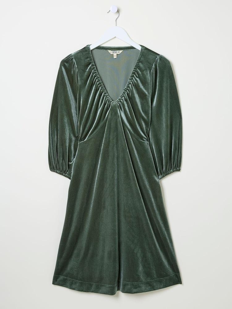 fat face Green Gracie Velvet Dress