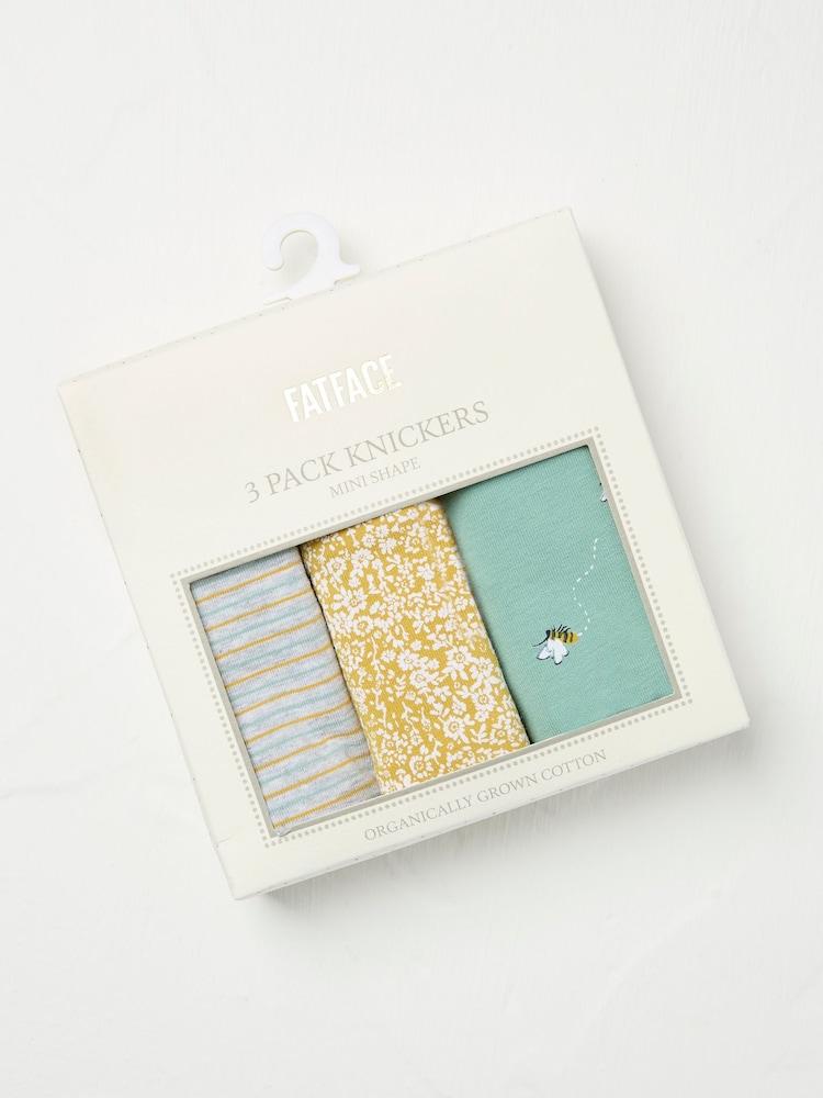 Fat Face Green/Grey/Yellow 3 Pack Knickers