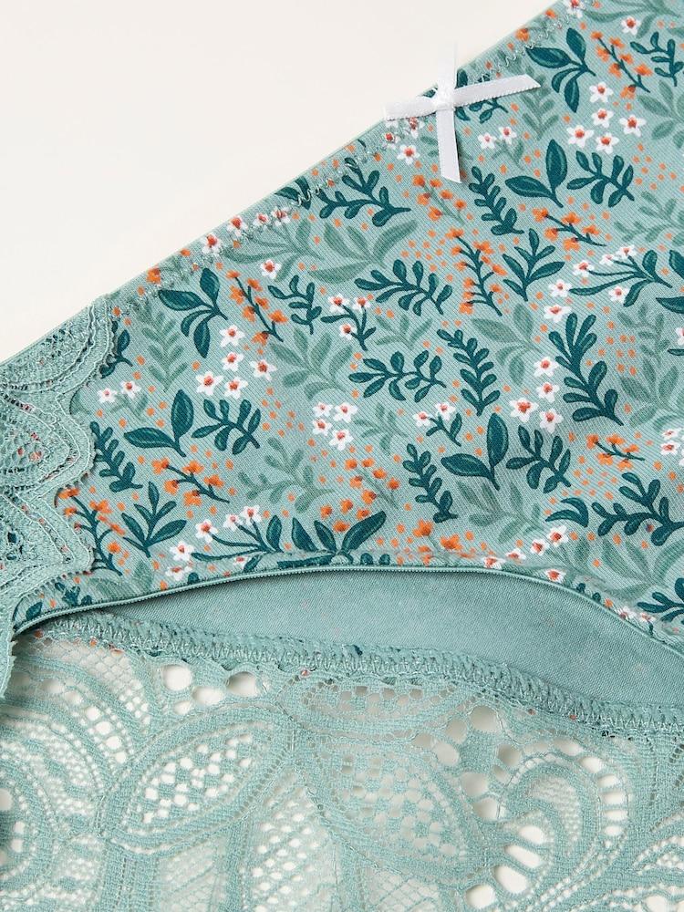 Fat Face Green Haze Busy Bloom Brazillian Knickers