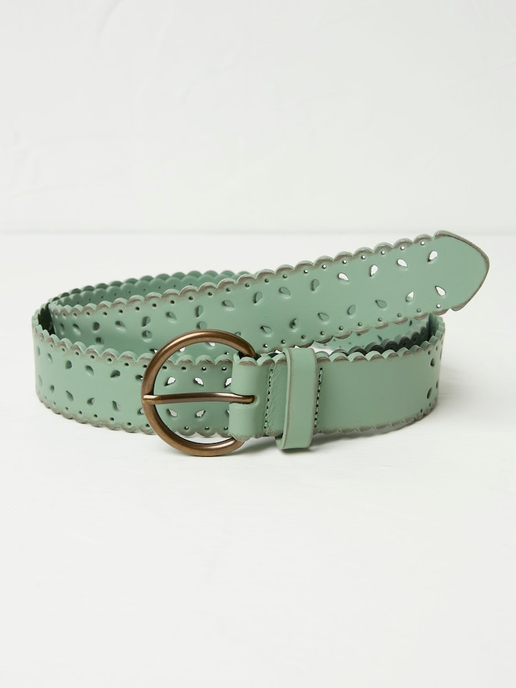 Fat Face Green Haze Scalloped Jean Leather Belt
