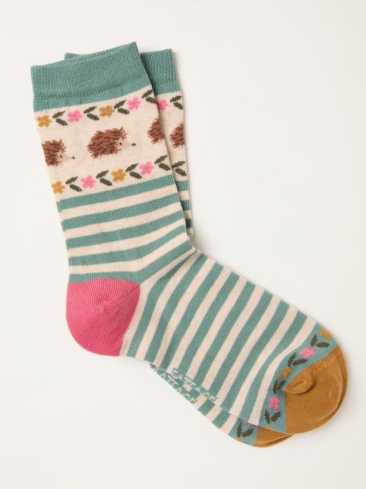 Fat Face Green Hedgehog Socks