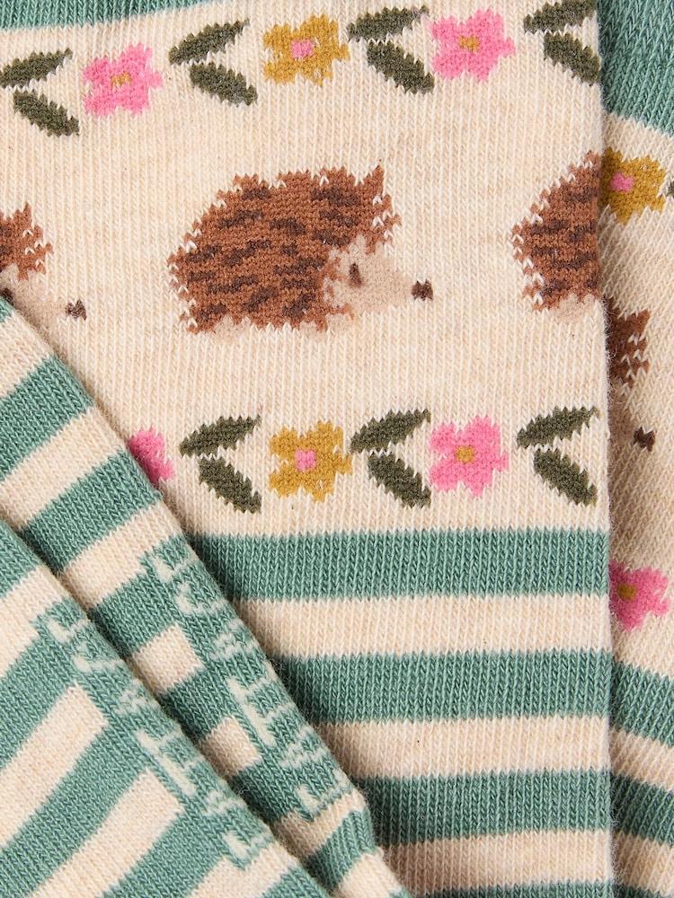 fat face Green Hedgehog Socks