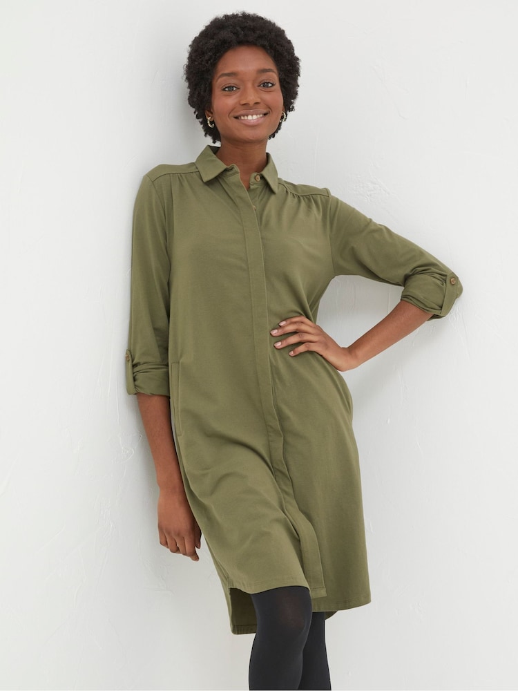 Fat Face Green Jersey Shirt Tunic Dress