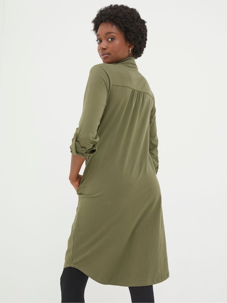 Fat Face Green Jersey Shirt Tunic Dress