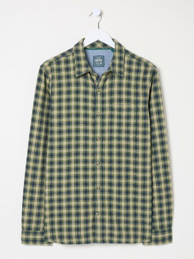 fat face Green Long Sleeve Read Check Shirt