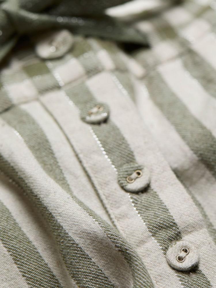 fat face Green Metallic Stripe Frill Pyjama Shorts