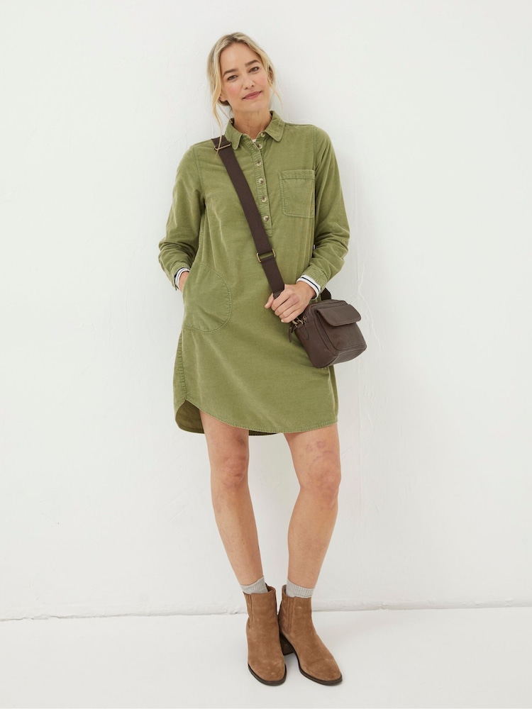 Fat Face Green Micky Cord Tunic Dress