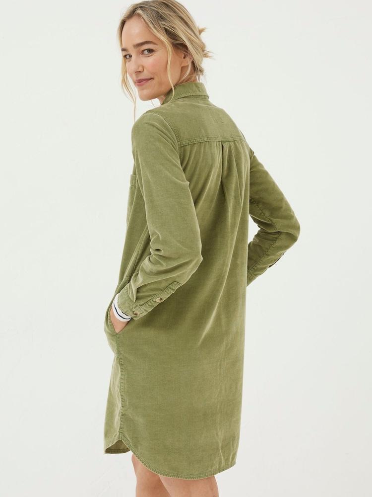 Fat Face Green Micky Cord Tunic Dress