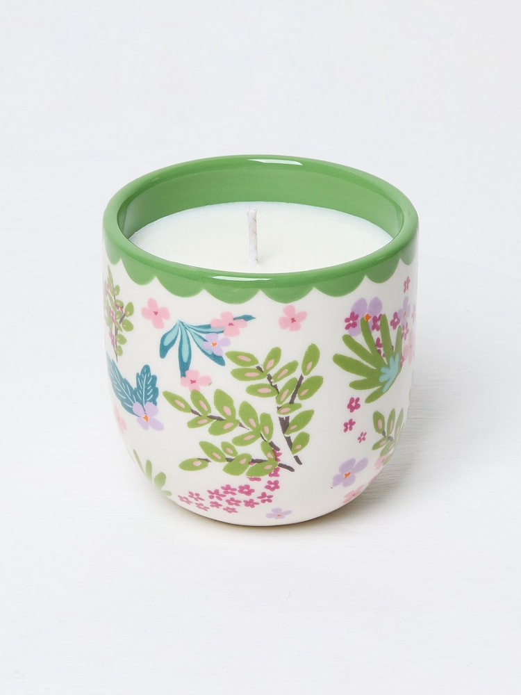 Fat Face Green Multi Tiger Print Ceramic Candle