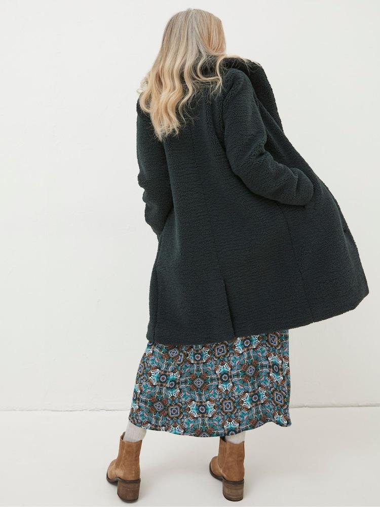 Fat Face Green Mylah Teddy Longline Coat