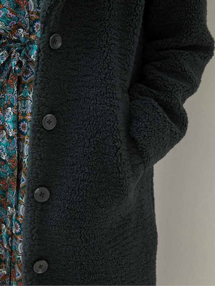 fat face Green Mylah Teddy Longline Coat