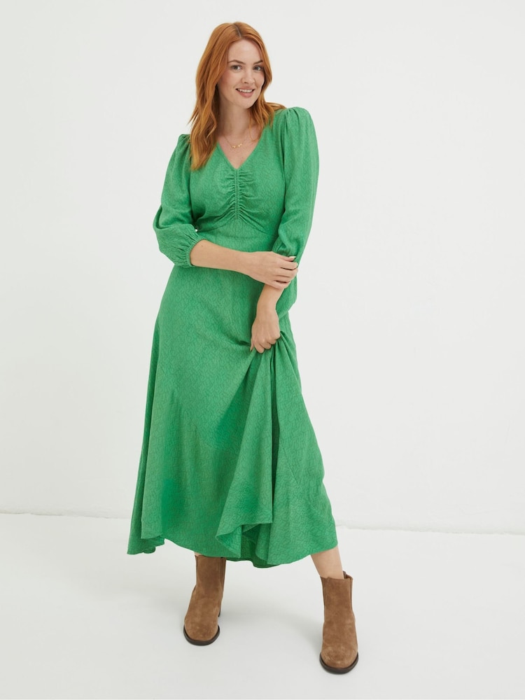 Fat Face Green Nate Midi Dress