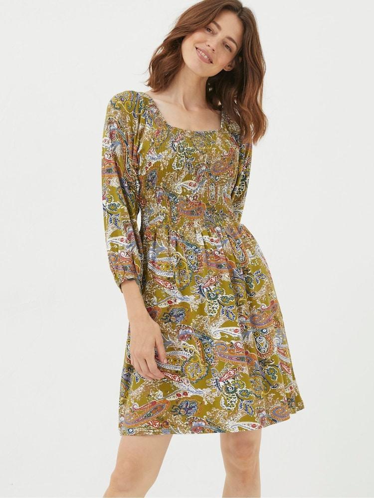 Fat Face Green Paisley Jersey Dress