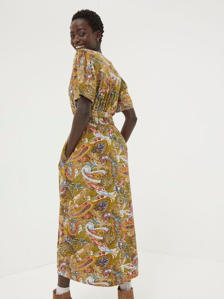 Fat Face Green Paisley Midi Tea Dress