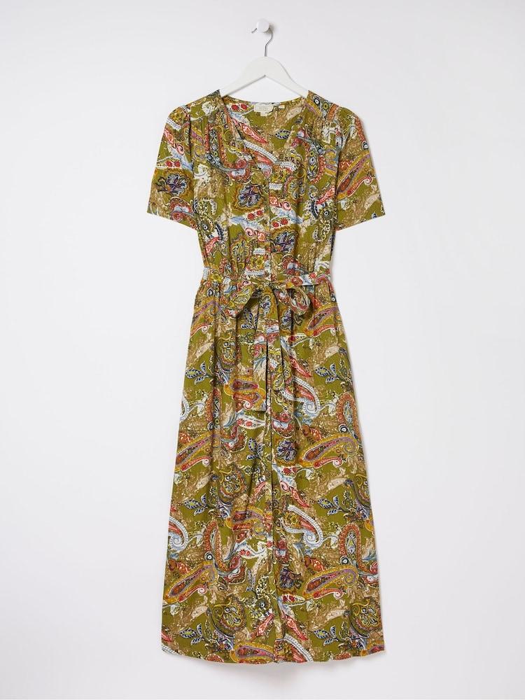 fat face Green Paisley Midi Tea Dress