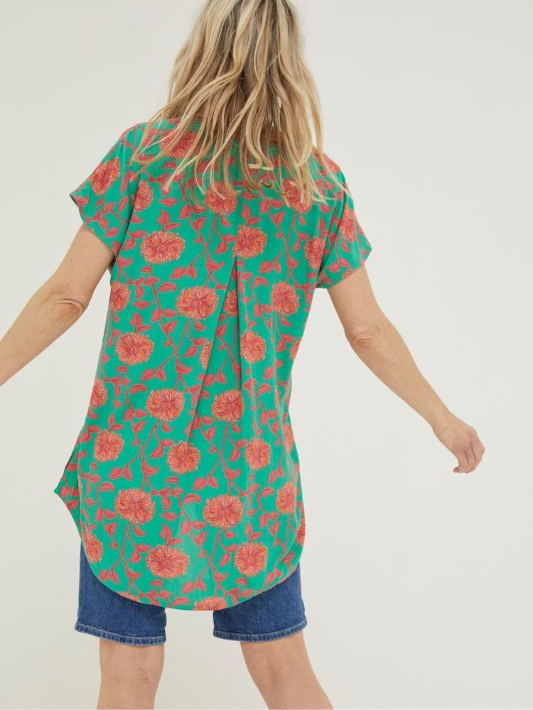 Fat Face Green Piper Bali Blooms Blouse