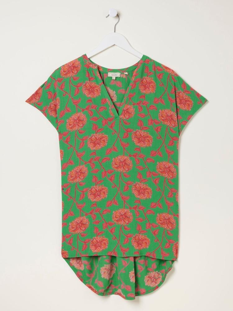 fat face Green Piper Bali Blooms Blouse