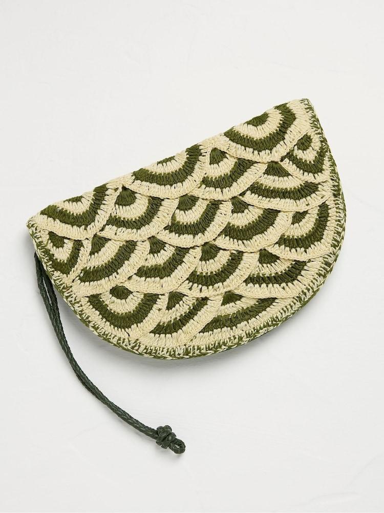 Fat Face Green Scalloped Clutch Bag