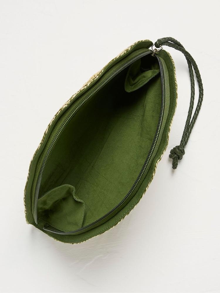 Fat Face Green Scalloped Clutch Bag