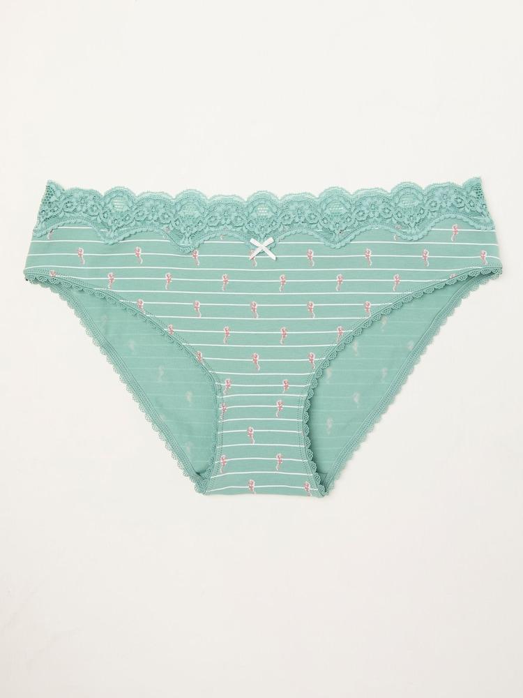 Fat Face Green SEAHORSE PRINT KNICKERS