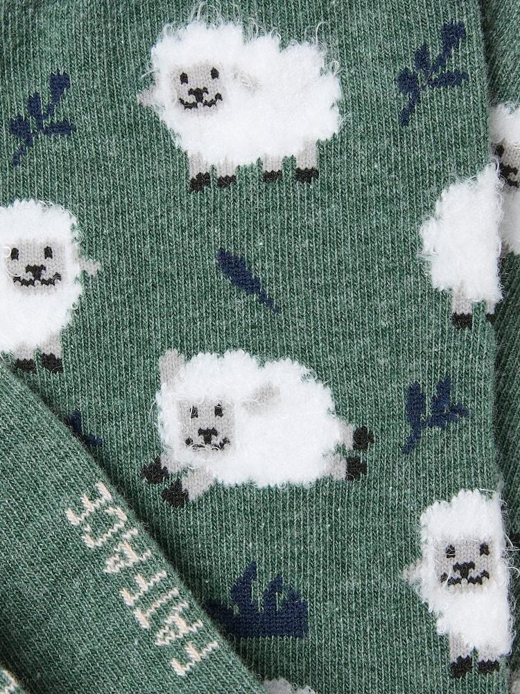 Fat Face Green Sheep Socks