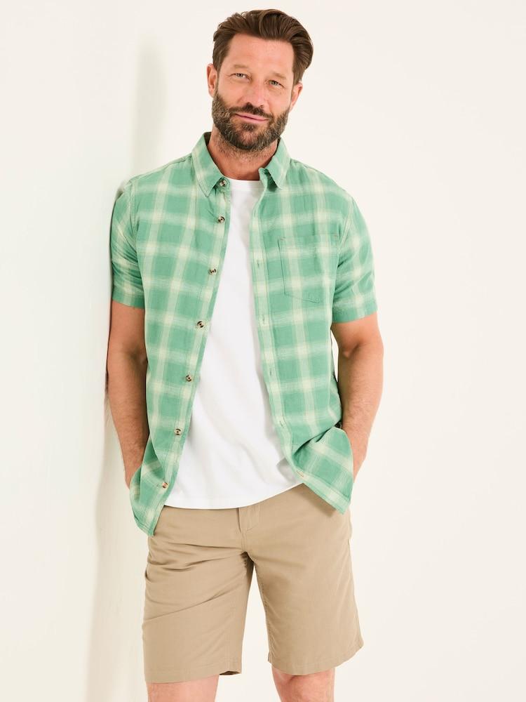 Fat Face Green Short Sleeve Basel Check Shirt