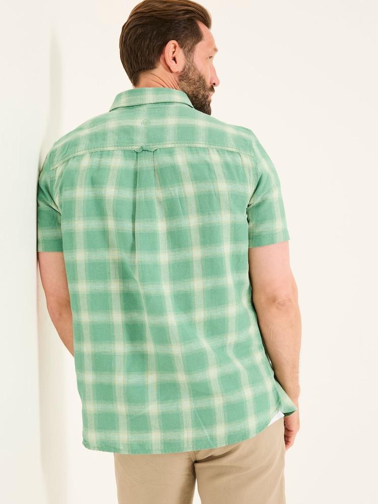 Fat Face Green Short Sleeve Basel Check Shirt